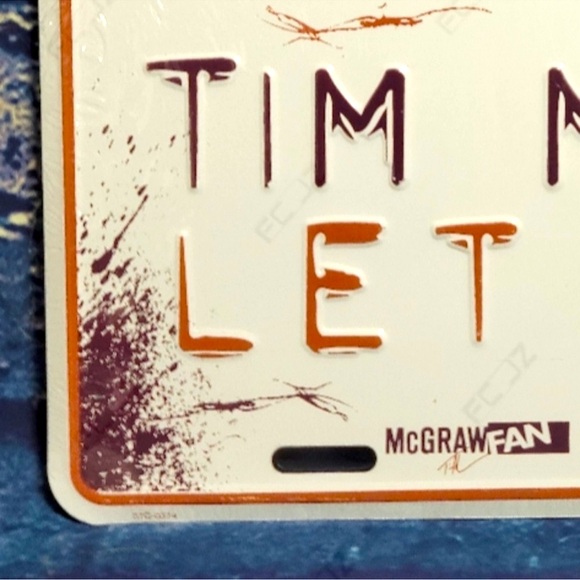 NWT 🤠🎵 COUNTRY MUSIC ARTIST TIM MCGRAW METAL NOVELTY LICENSE PLATE “LET IT GO” - Picture 2 of 5